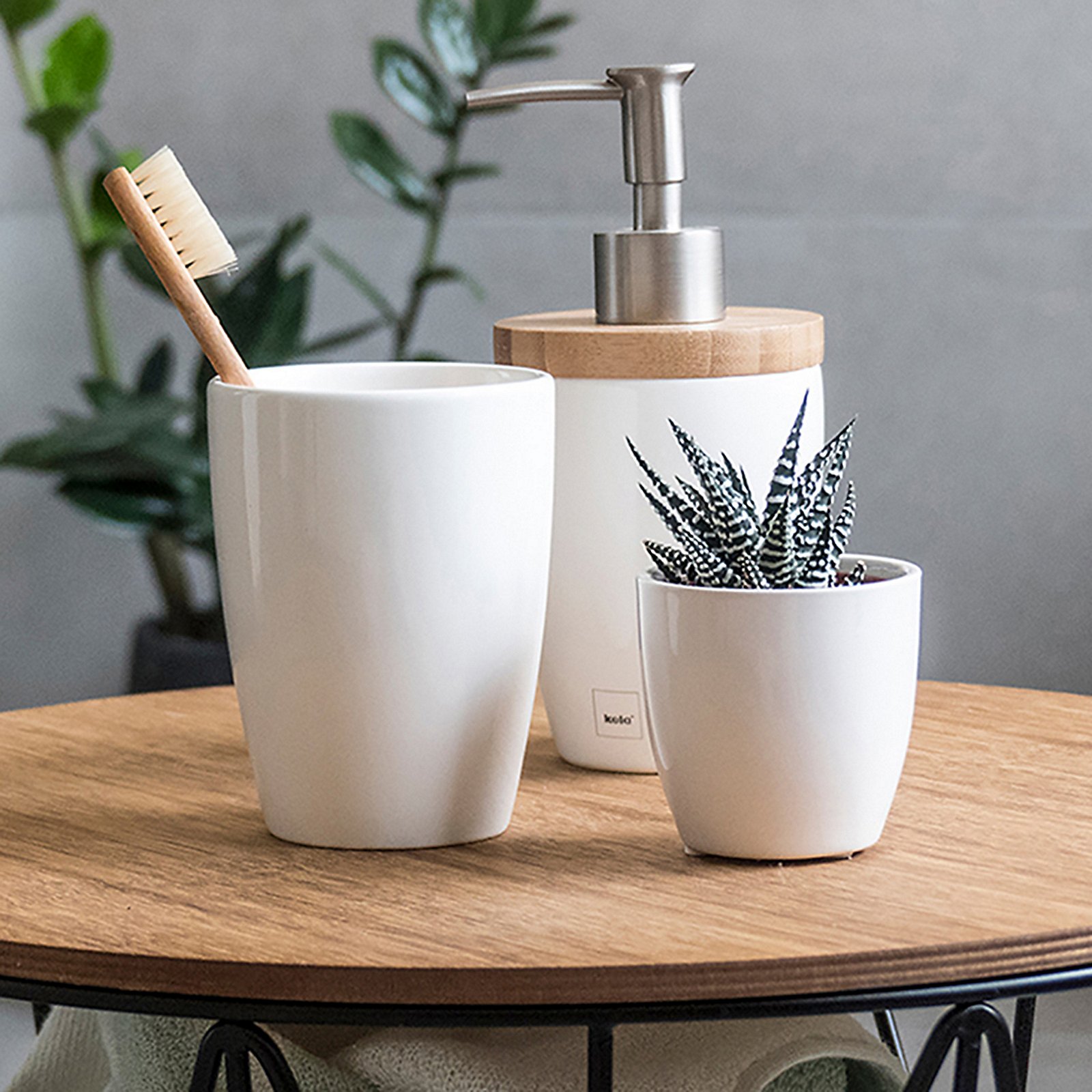 Kela Becher NATURA in weiß, Pinsel, Gerät, Werkzeug, Zahnbürste, Tasse